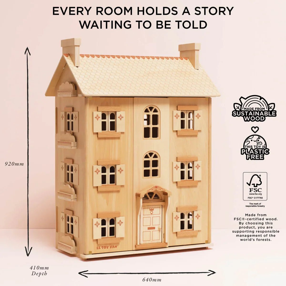 Maison de poupée en bois naturel - Maisons de poupée - Boutique LeoLudo - Le Toy Van