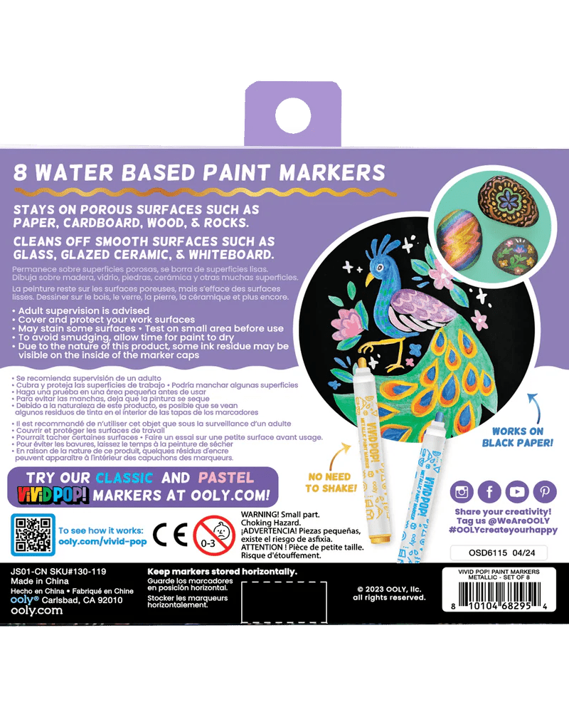 Marqueurs à peinture à base d’eau métalliques Vivid Pop! -Art & bricolage- Boutique LeoLudo-OOLY