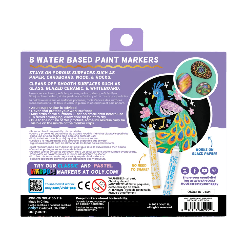 Marqueurs à peinture à base d’eau métalliques Vivid Pop! -Art & bricolage- Boutique LeoLudo-OOLY