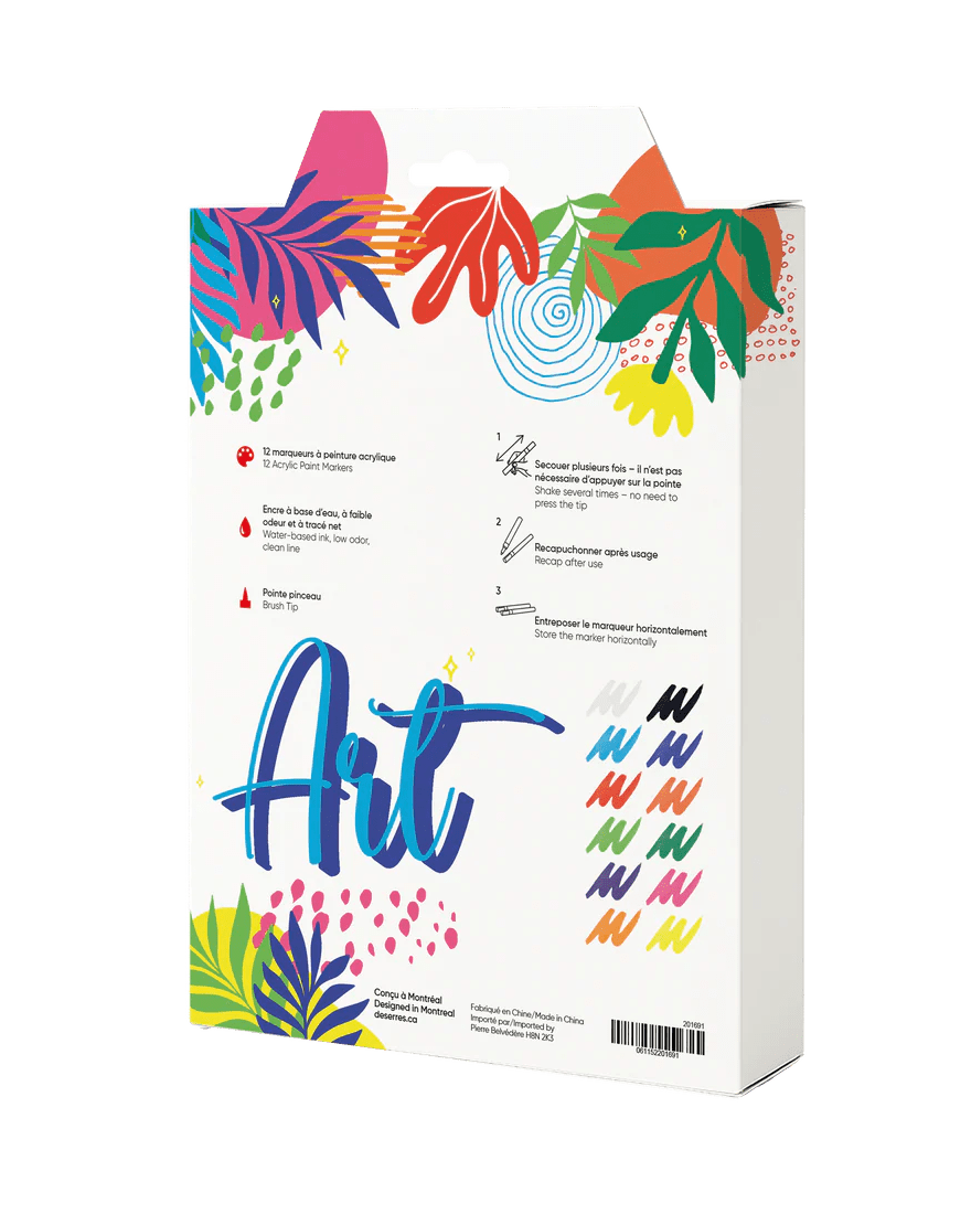 Marqueurs acryliques à pointe pinceau – Ensemble de 12 DeSerres -Art & bricolage- Boutique LeoLudo-DeSerres