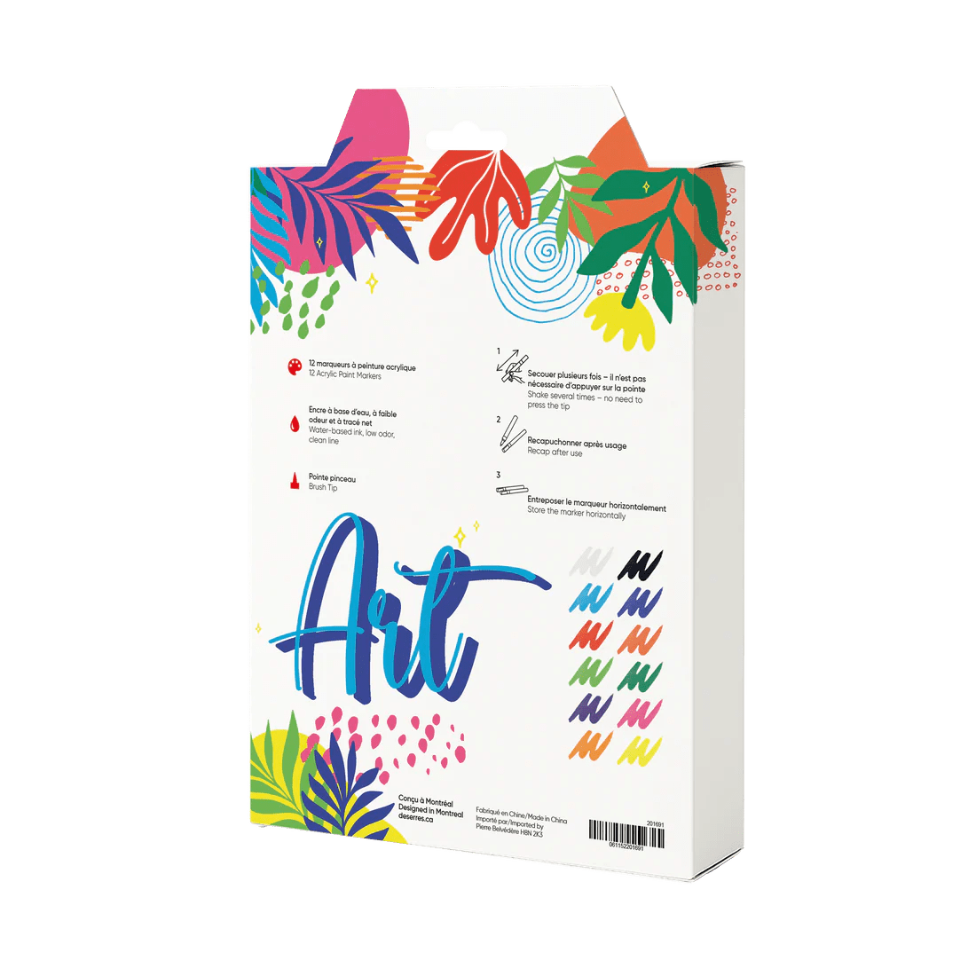 Marqueurs acryliques à pointe pinceau – Ensemble de 12 DeSerres -Art & bricolage- Boutique LeoLudo-DeSerres