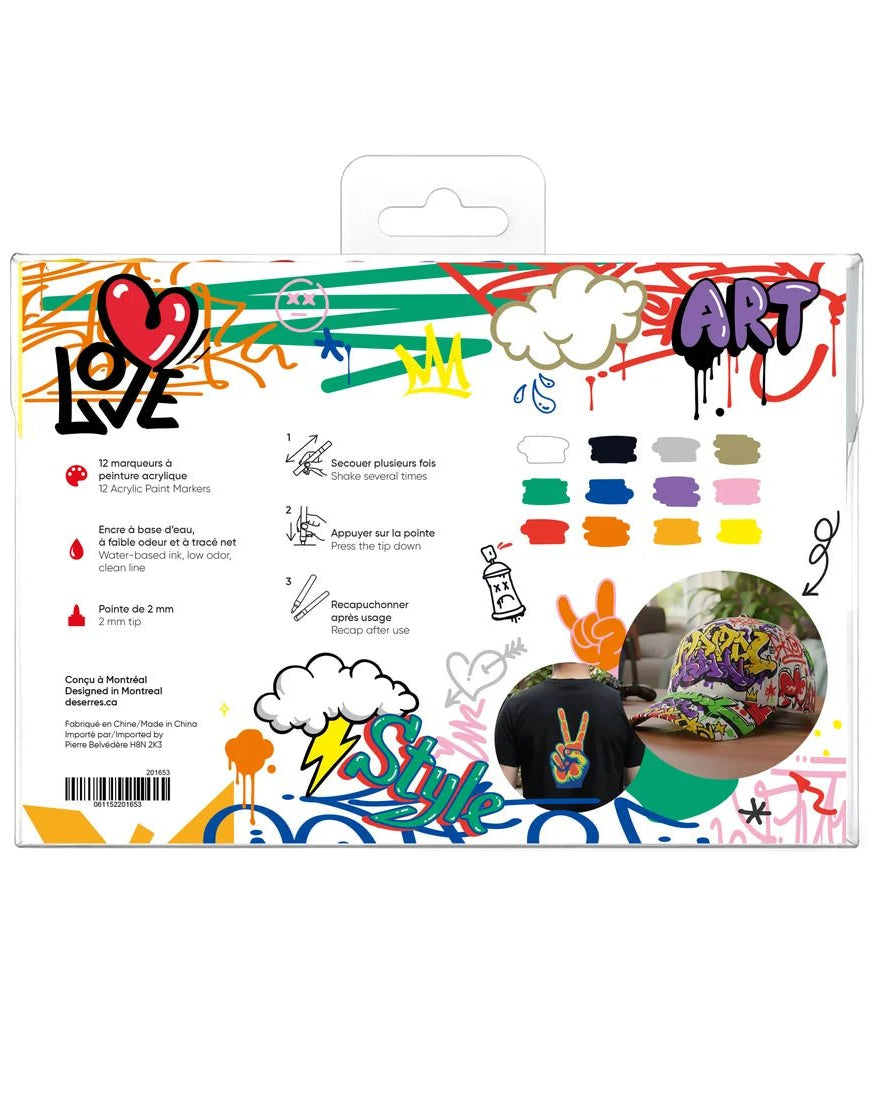 Marqueurs acryliques DeSerres – 12 couleurs (pointe 2 mm) -Art & bricolage- Boutique LeoLudo-DeSerres