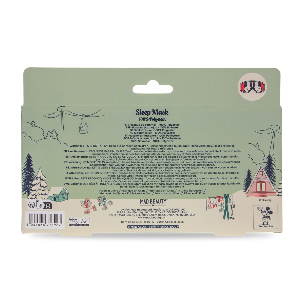 Masque de sommeil Disney Mickey au ski -Soins et hygiène- Boutique LeoLudo-Mad Beauty