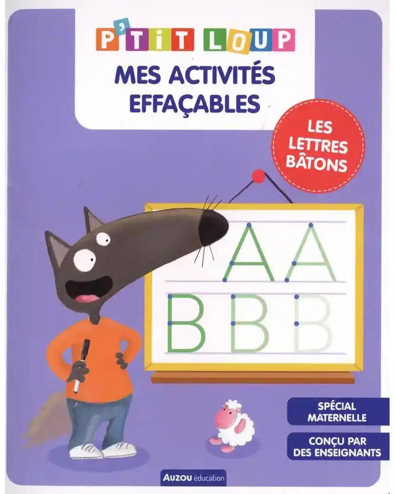 Mes activités effaçables P'tit Loup: lettres bâtons - Cahiers d'activités - Boutique LeoLudo - Auzou