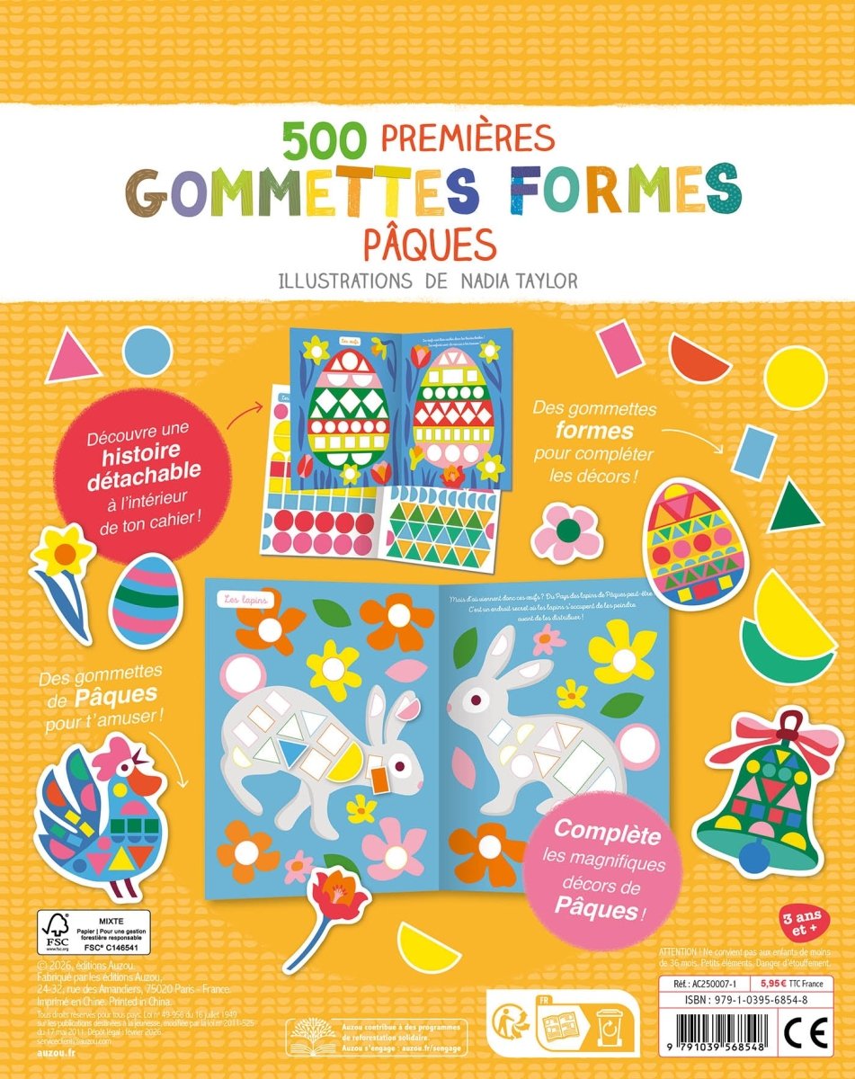 Mes tout premiers autocollants - 500 gommettes de formes Pâques - Cahiers d'activités - Boutique LeoLudo - Auzou