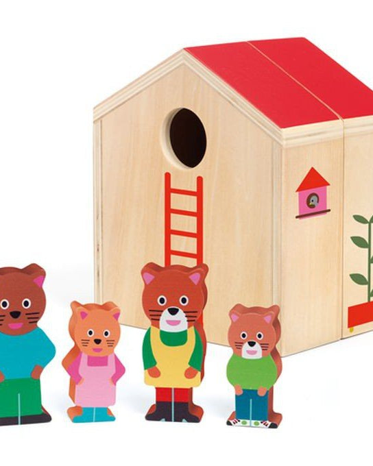 Mini maison bois: jeu manipulation dès 18 mois Figurines- Boutique LeoLudo