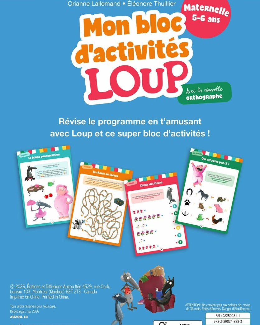 Mon bloc d'activités Loup – Maternelle -Cahiers d'activités- Boutique LeoLudo-Auzou