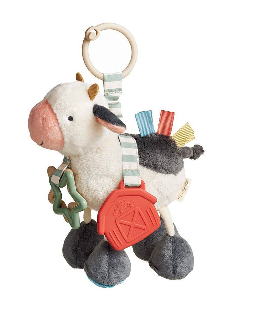 Peluche d’activités sensorielle bébé – Vache Itzy Friends Link & Love™ - Jouets d'éveil - Boutique LeoLudo - Itzy Ritzy Canada