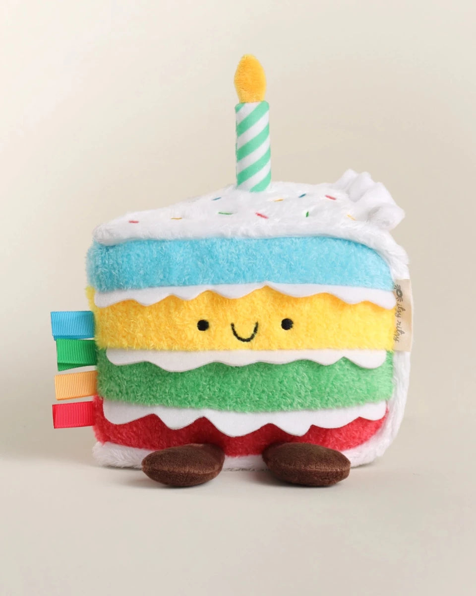 Peluche sensorielle bébé – Gâteau d’anniversaire -Peluches- Boutique LeoLudo-Itzy Ritzy Canada