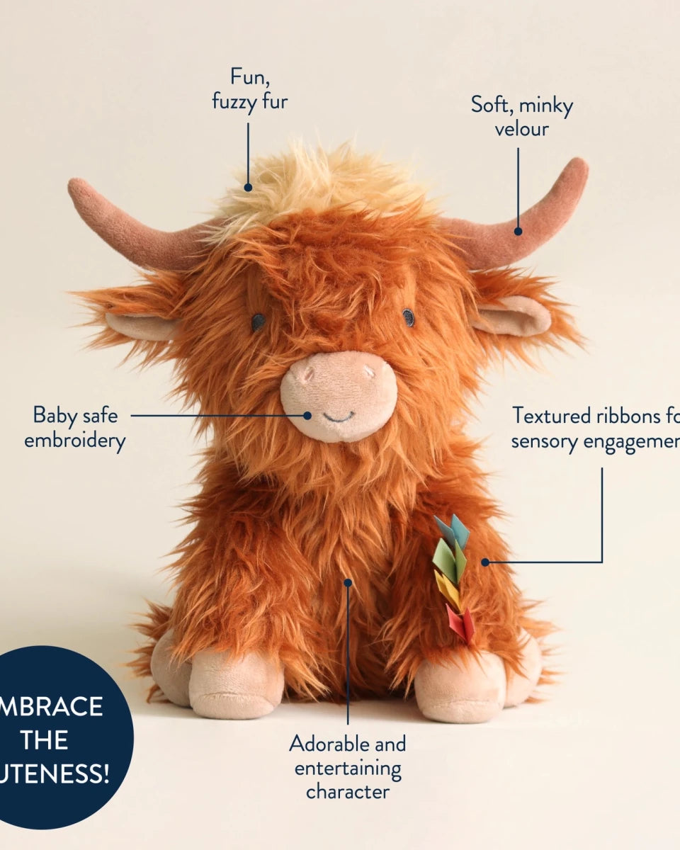 Peluche sensorielle bébé – Wyatt le Highland Cow -Peluches- Boutique LeoLudo-Itzy Ritzy Canada