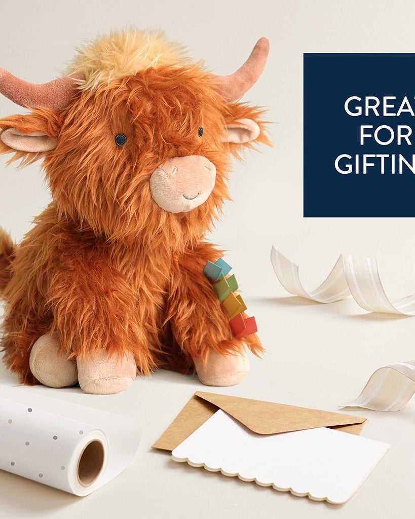 Peluche sensorielle bébé – Wyatt le Highland Cow -Peluches- Boutique LeoLudo-Itzy Ritzy Canada