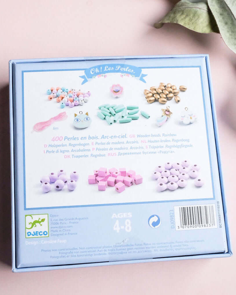 Perles en bois à enfiler - Arc - en - ciel (400 pcs) - Jeux de motricité fine - Boutique LeoLudo - Djeco
