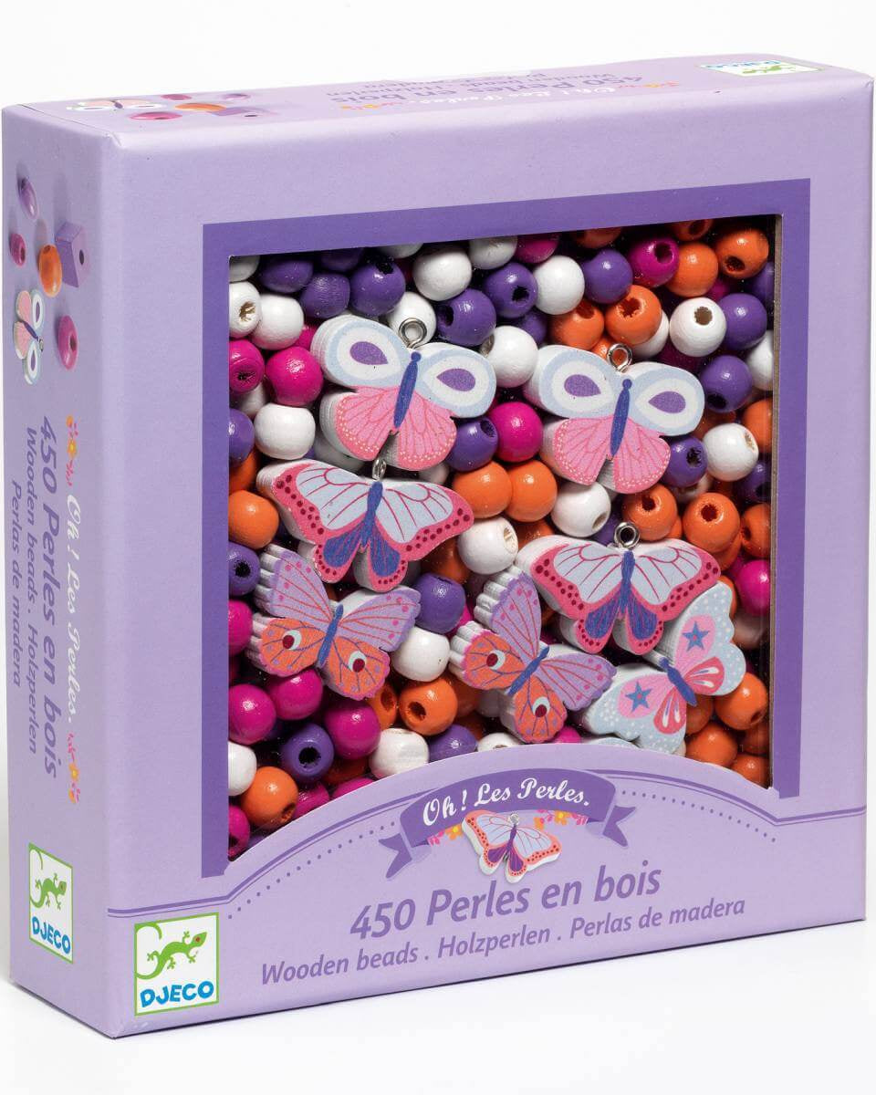 Perles en bois - Papillons (450 pcs) - Jeux de motricité fine - Boutique LeoLudo - Djeco