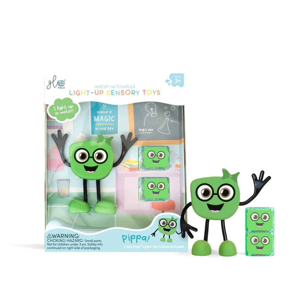 Personnage + cubes lumineux pour le bain Glo Pals - Pippa (vert) - Jouets de bain - Boutique LeoLudo - Glo Pals