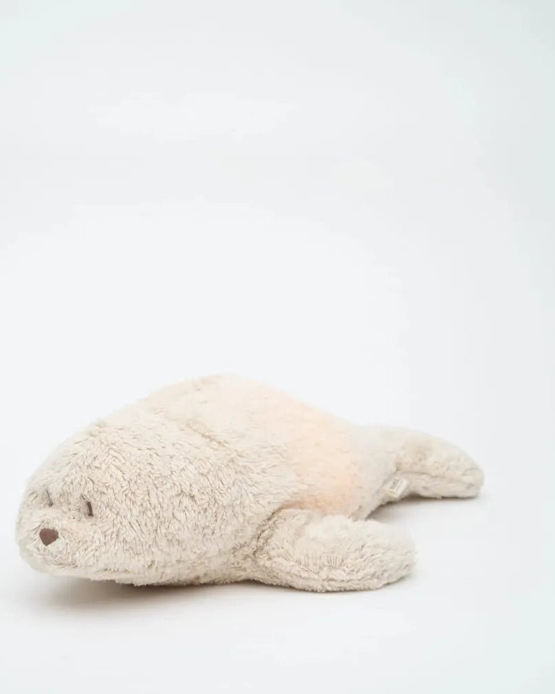Phoque Moonie sable – Peluche apaisante biologique avec veilleuse - Jouets d'éveil - Boutique LeoLudo - moonie