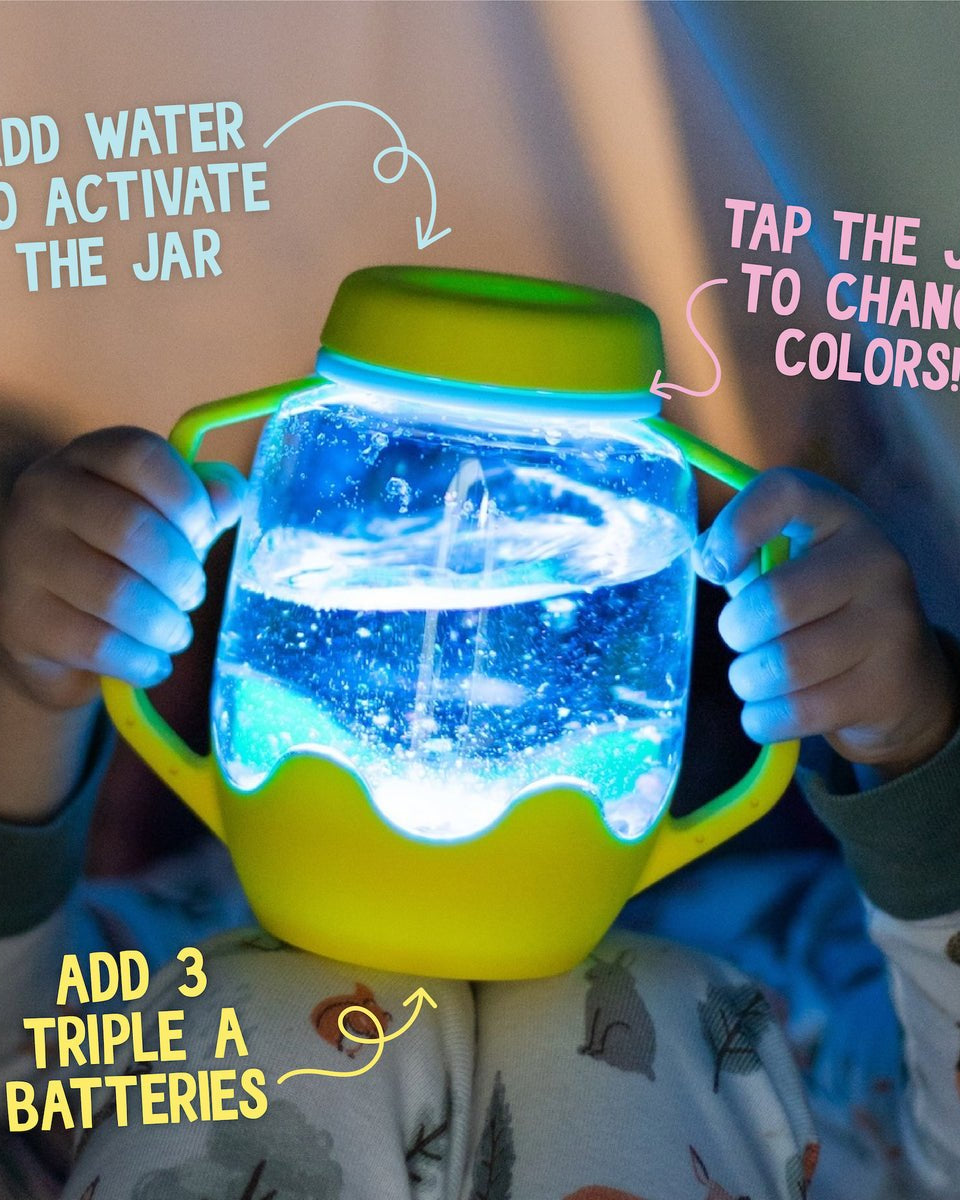 Pot lumineux sensoriel - Jeux de motricité fine - Boutique LeoLudo - Glo Pals
