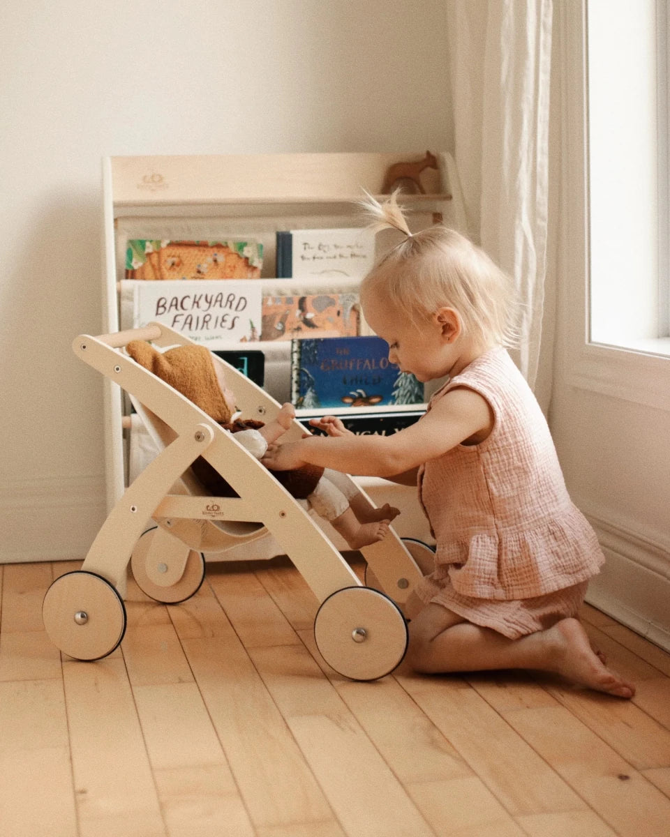 Poussette pour poupée en bois – Kinderfeets - Accessoires poupée - Boutique LeoLudo - Kinderfeets