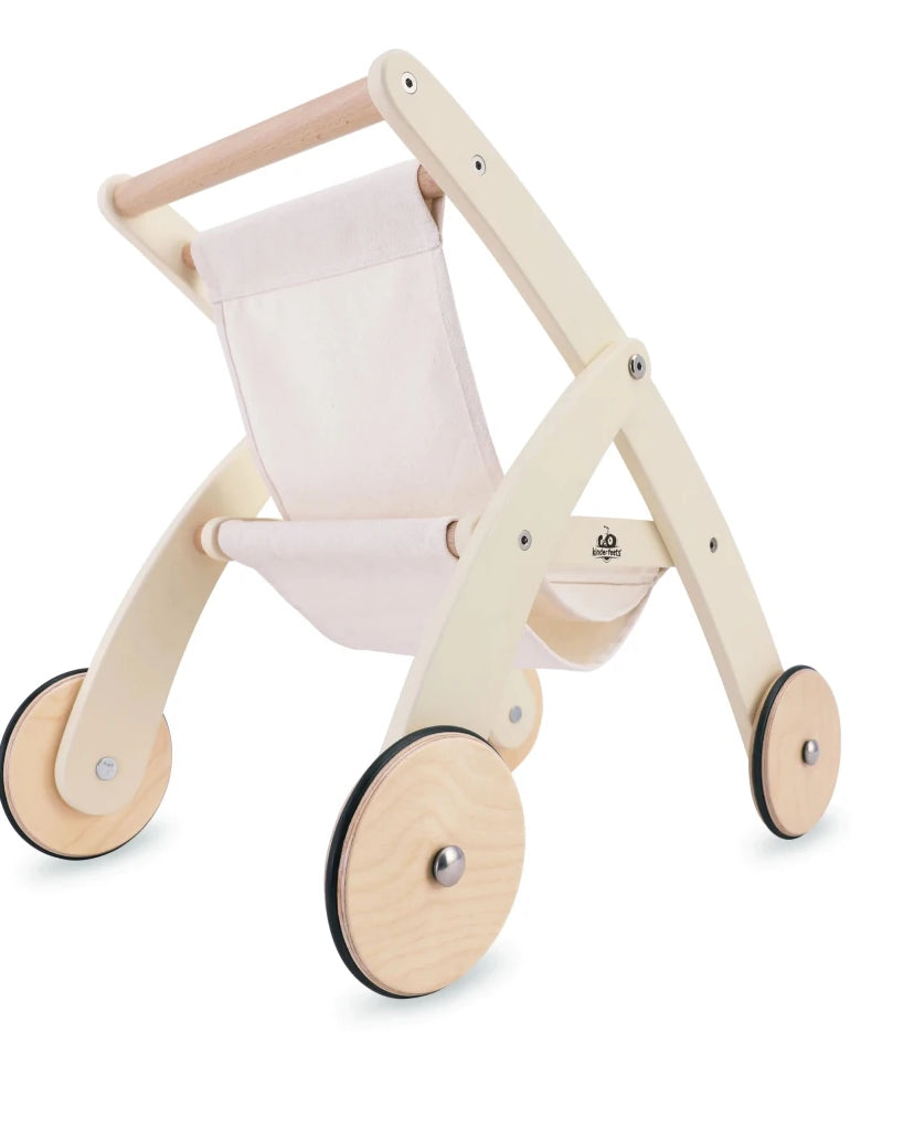 Poussette pour poupée en bois – Kinderfeets - Accessoires poupée - Boutique LeoLudo - Kinderfeets