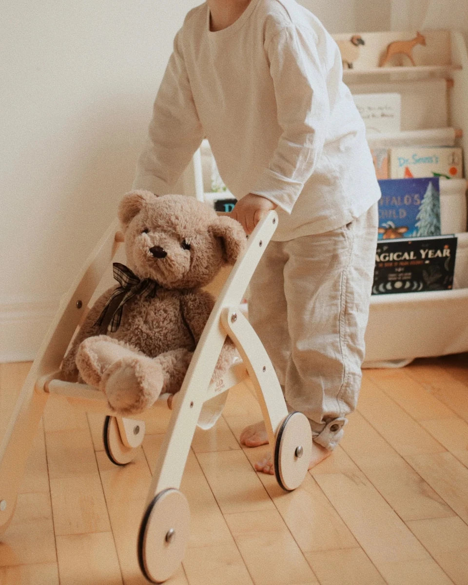 Poussette pour poupée en bois – Kinderfeets - Accessoires poupée - Boutique LeoLudo - Kinderfeets