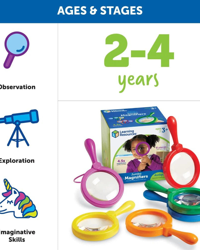 Primary Science - Loupes jumbo (6 pcs - sans support) - Jeux scientifiques - Boutique LeoLudo - Learning Resources