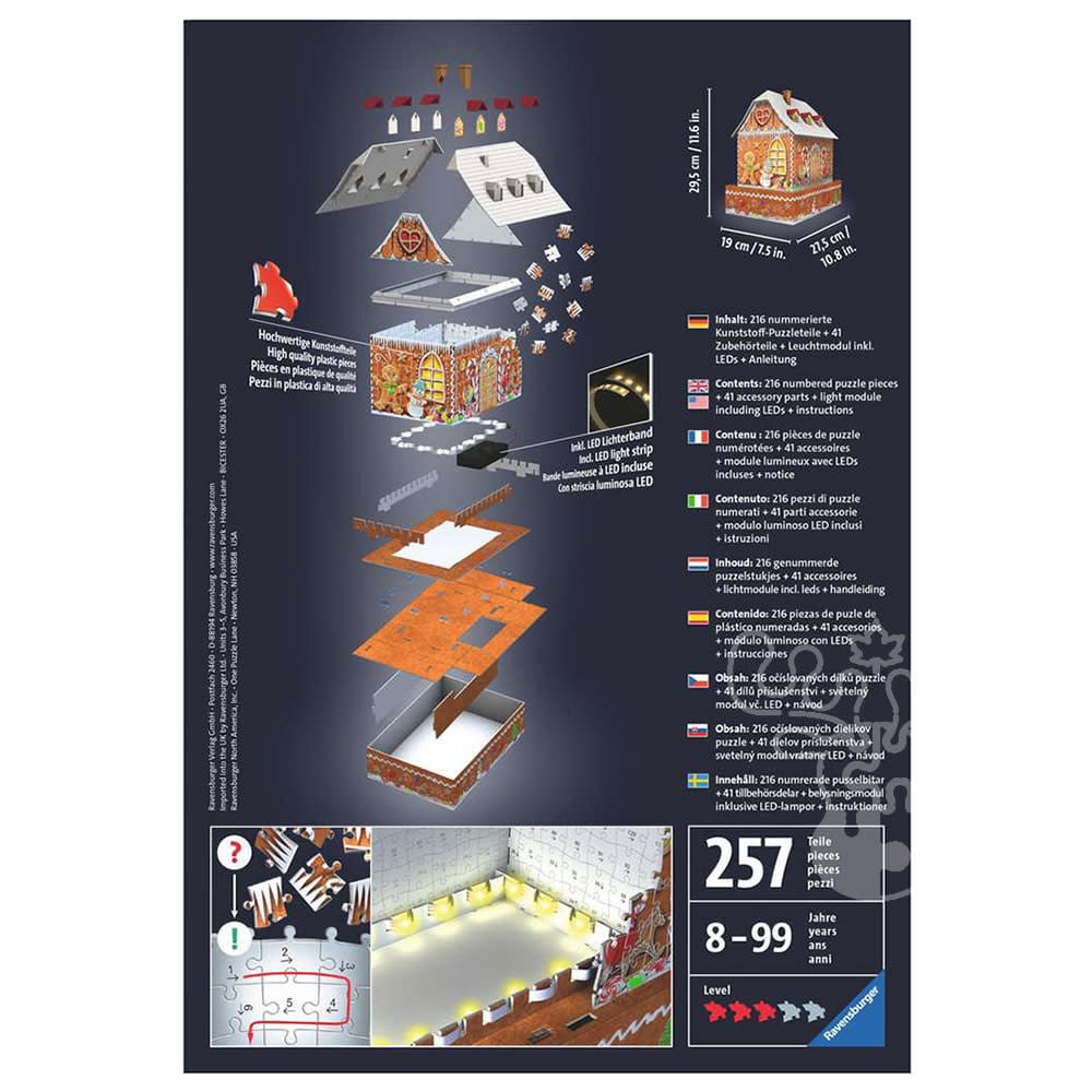 Puzzle 3D Maison en pain d'épices (216 pcs) -Casse-têtes- Boutique LeoLudo-Ravensburger