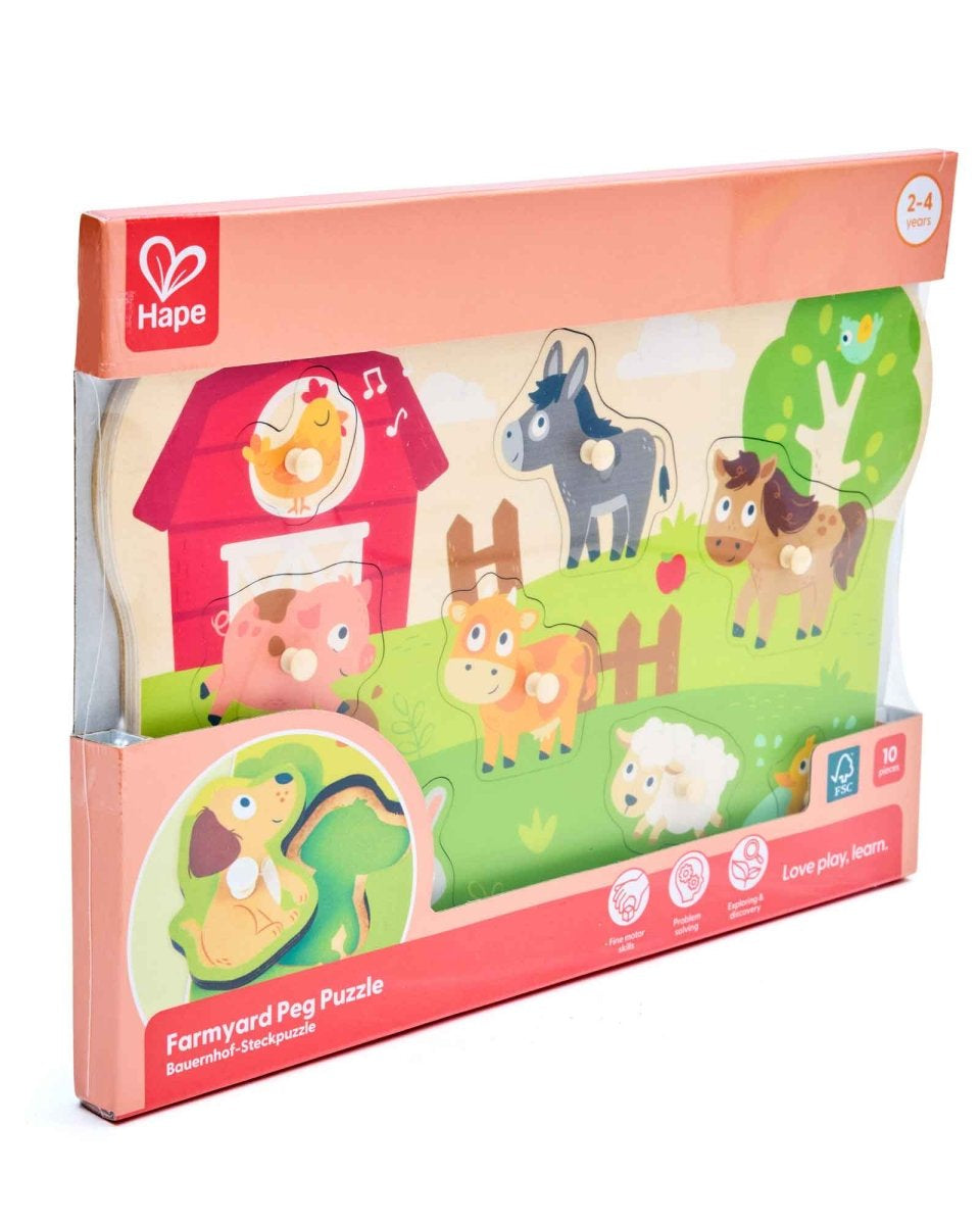 Puzzle à encastrement – Animaux de la ferme Hape -Casse-têtes- Boutique LeoLudo-Hape