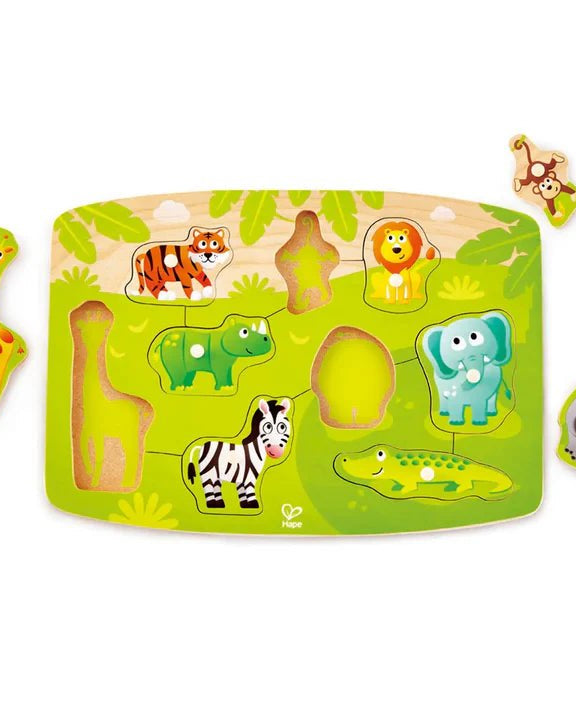 Puzzle à poignées en bois - Animaux Sauvages - Casse - têtes - Boutique LeoLudo - Hape