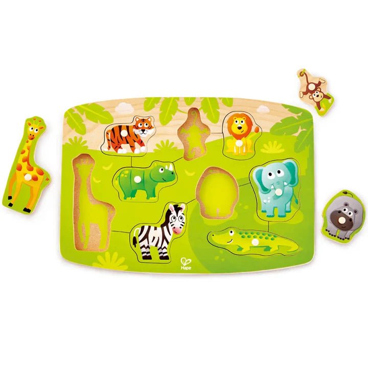 Puzzle à poignées en bois - Animaux Sauvages - Casse - têtes - Boutique LeoLudo - Hape