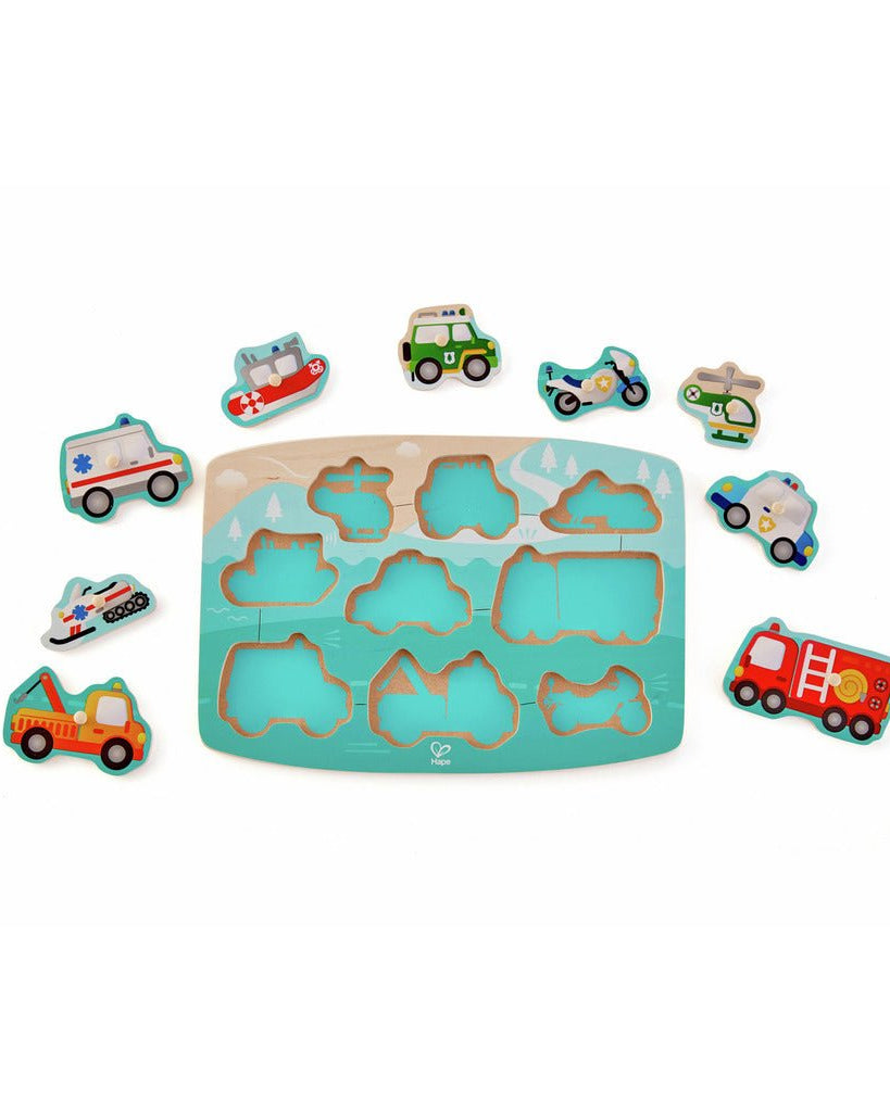 Puzzle bois - Véhicules de construction - Casse - têtes - Boutique LeoLudo - Hape