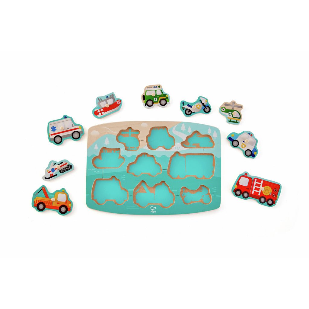 Puzzle bois - Véhicules de construction - Casse - têtes - Boutique LeoLudo - Hape