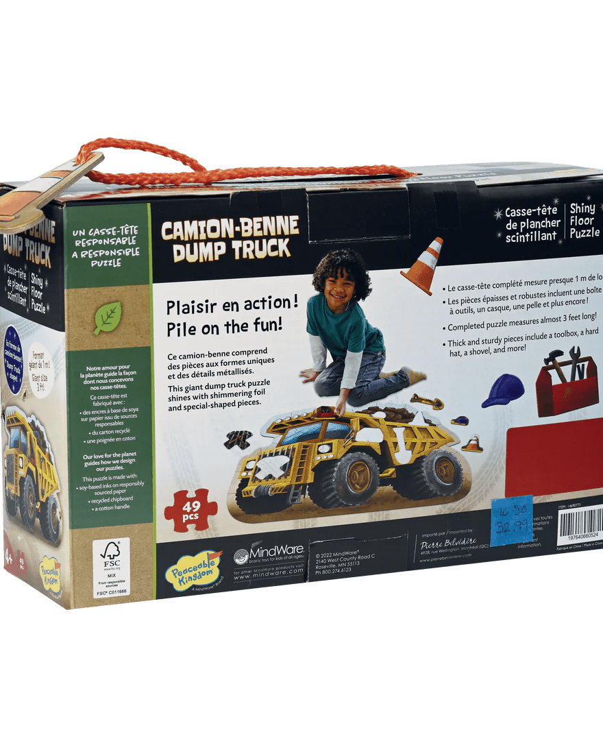 Puzzle de sol scintillant - Camion à benne -Casse-têtes- Boutique LeoLudo-Peaceable Kingdom