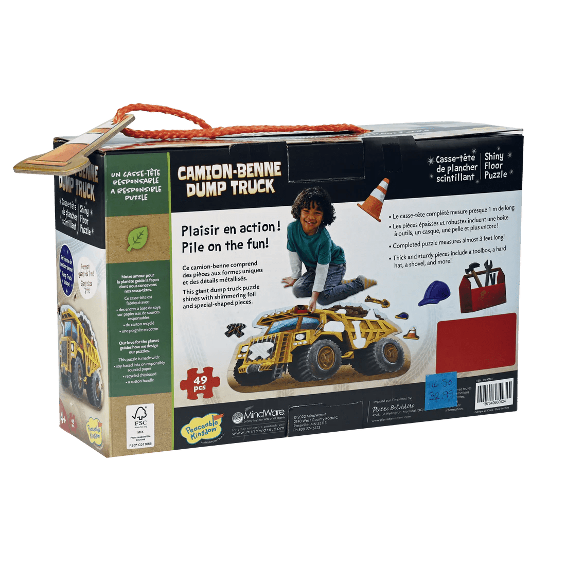Puzzle de sol scintillant - Camion à benne -Casse-têtes- Boutique LeoLudo-Peaceable Kingdom