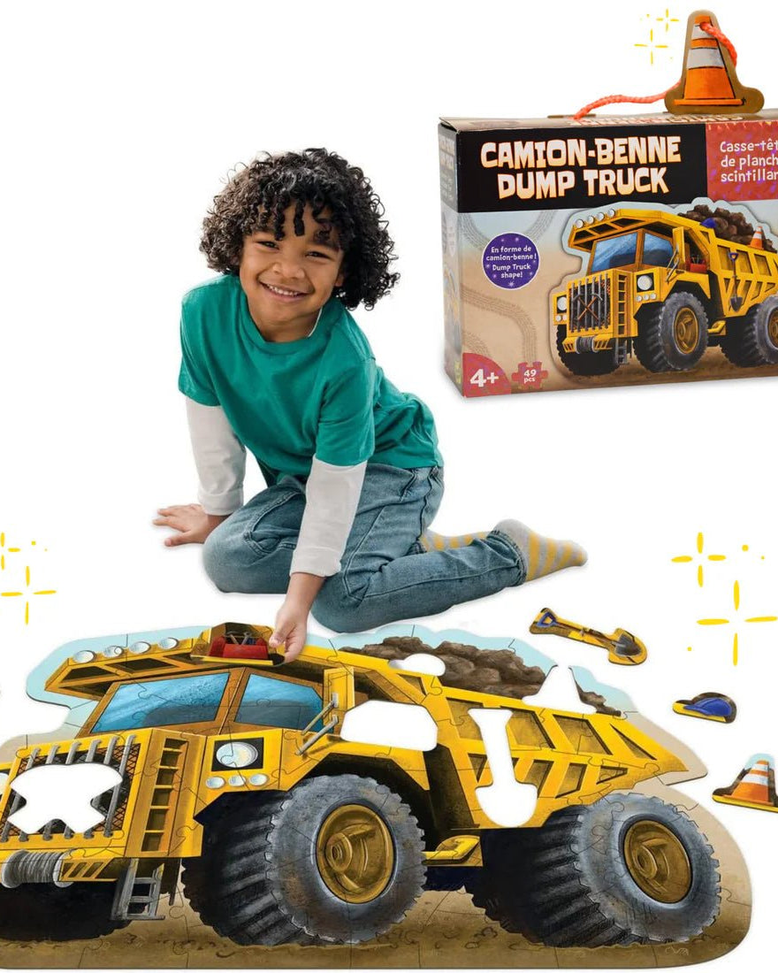 Puzzle de sol scintillant - Camion à benne -Casse-têtes- Boutique LeoLudo-Peaceable Kingdom