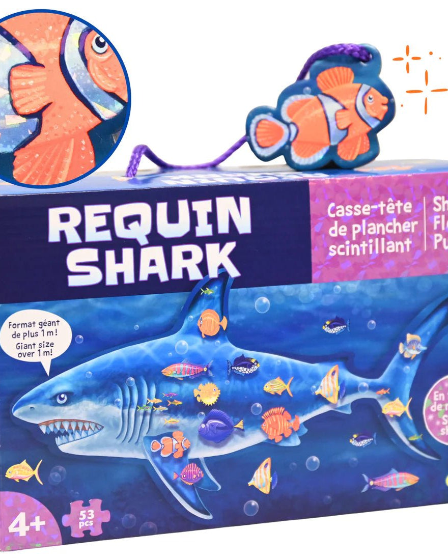Puzzle de sol scintillant - Requin -Casse-têtes- Boutique LeoLudo-Peaceable Kingdom