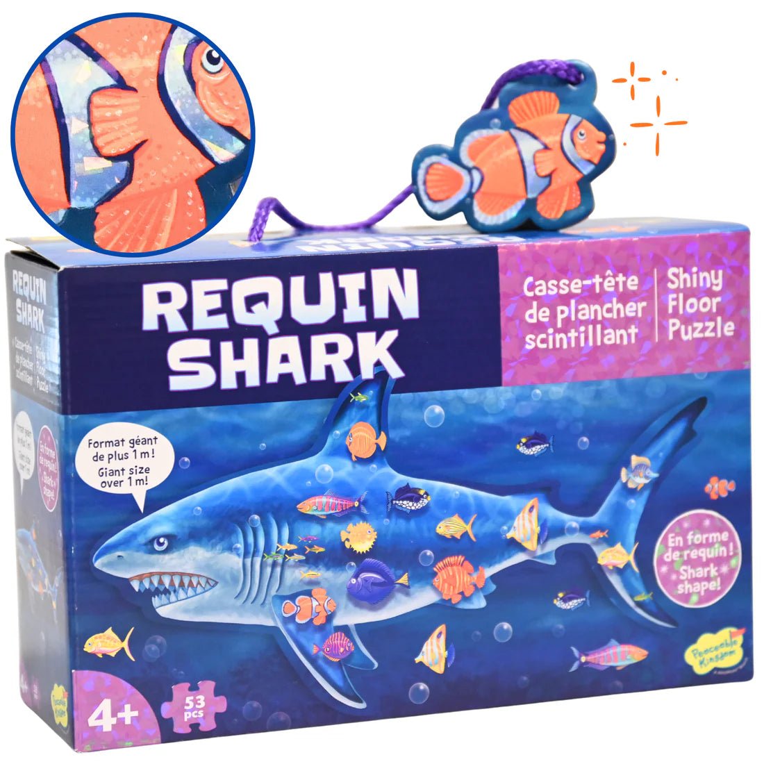 Puzzle de sol scintillant - Requin -Casse-têtes- Boutique LeoLudo-Peaceable Kingdom