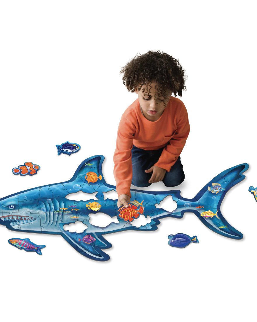 Puzzle de sol scintillant - Requin -Casse-têtes- Boutique LeoLudo-Peaceable Kingdom