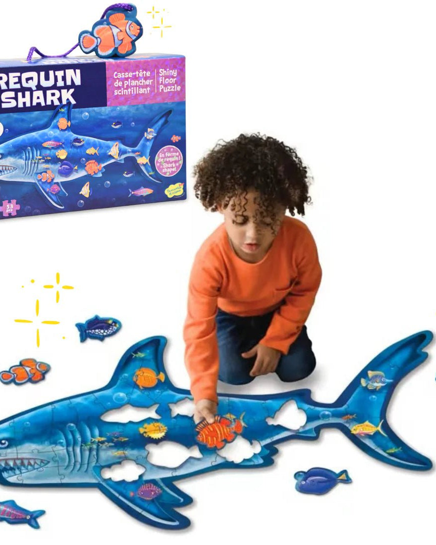 Puzzle de sol scintillant - Requin -Casse-têtes- Boutique LeoLudo-Peaceable Kingdom