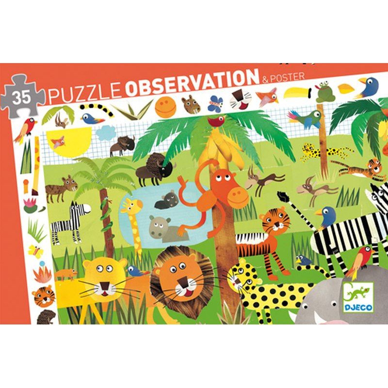 Puzzle d'observation - Jungle (35 pcs) - Casse - têtes - Boutique LeoLudo - Djeco