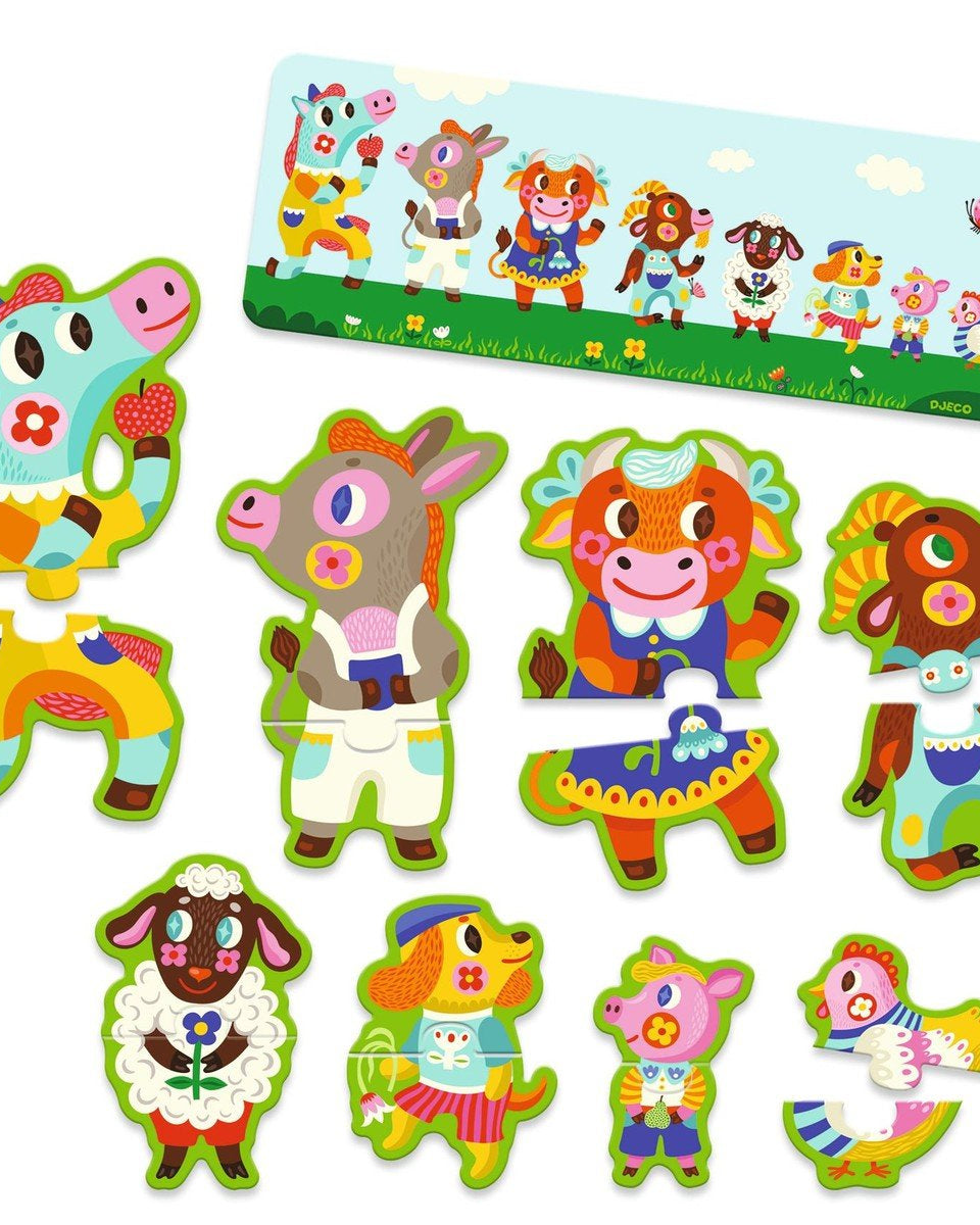 Puzzle duo - trio - Grands & petits à la ferme - Casse - têtes - Boutique LeoLudo - Djeco