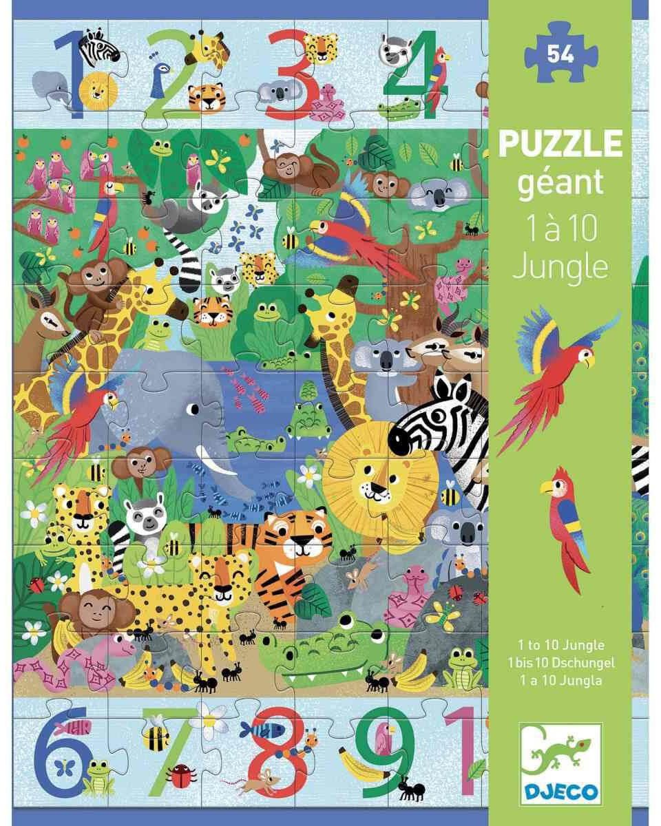 Puzzle géant - 1 à 10 Jungle (54 pcs) - Casse - têtes - Boutique LeoLudo - Djeco