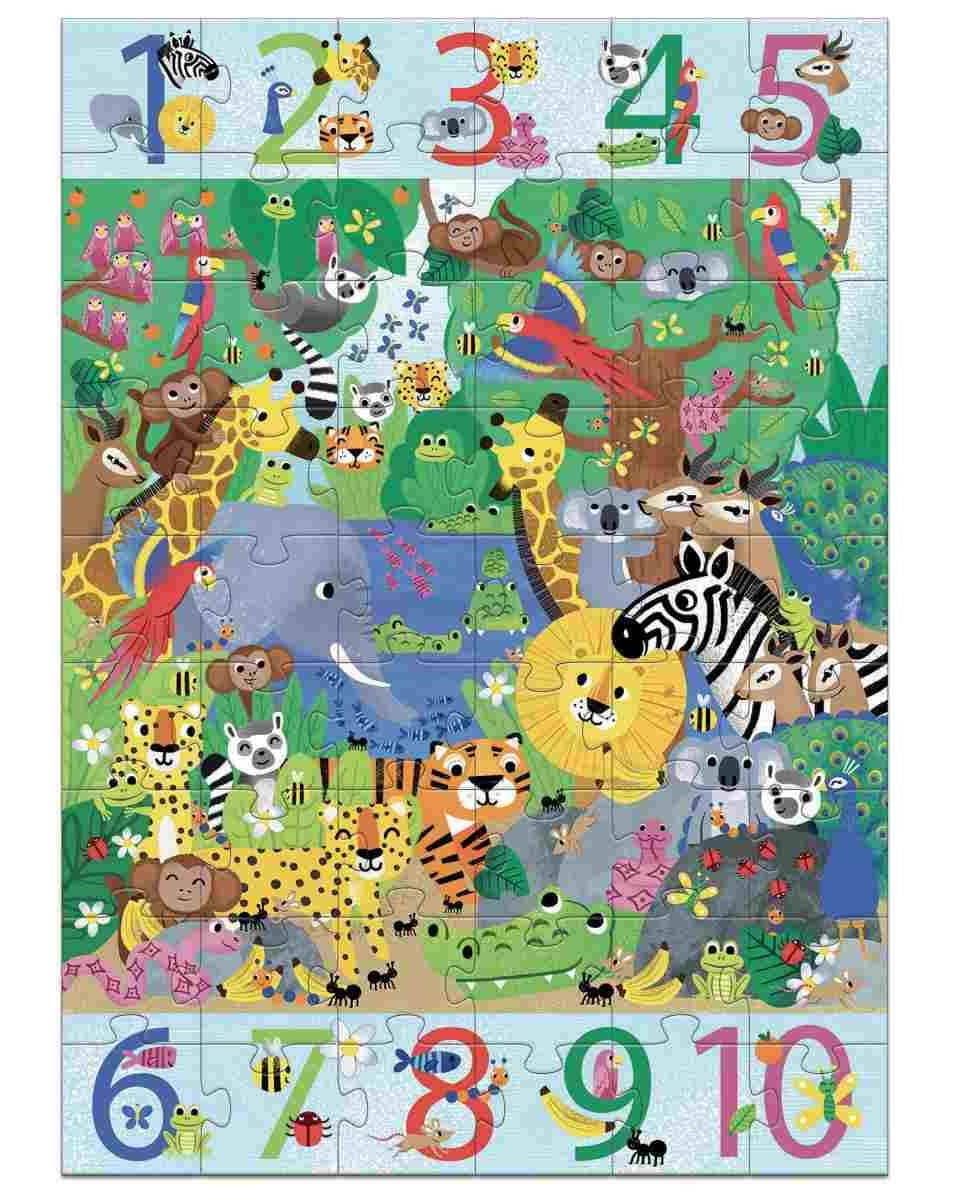 Puzzle géant - 1 à 10 Jungle (54 pcs) - Casse - têtes - Boutique LeoLudo - Djeco