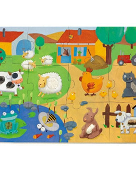 Puzzle géant Tactilo Ferme (12 + 8 pcs) - Casse - têtes - Boutique LeoLudo - Djeco