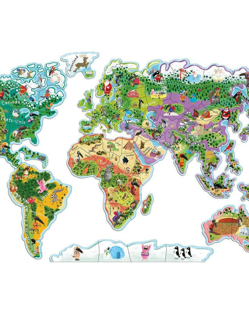 Puzzle magnétique Carte du monde avec Loup - Casse - têtes - Boutique LeoLudo - Auzou