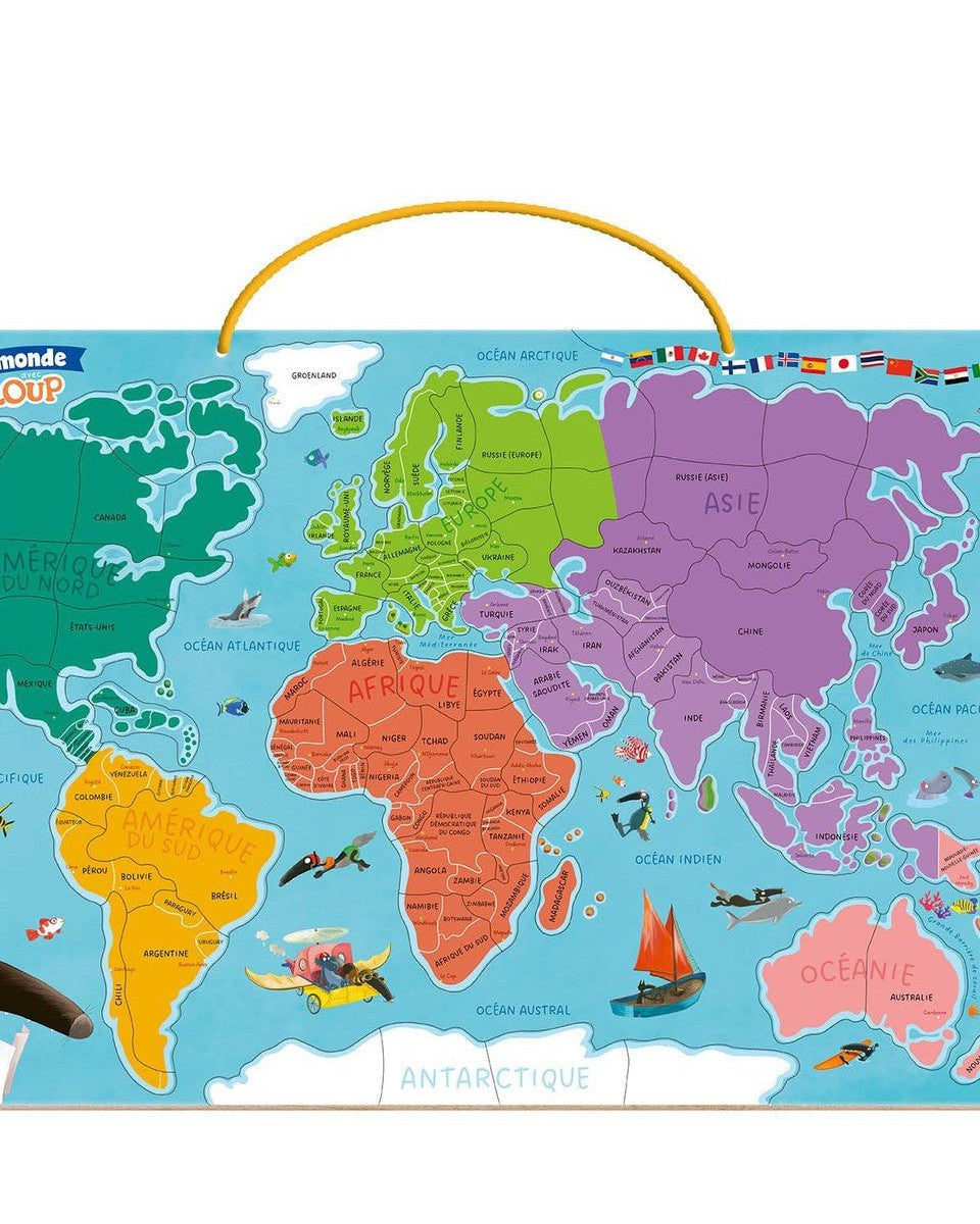 Puzzle magnétique Carte du monde avec Loup - Casse - têtes - Boutique LeoLudo - Auzou