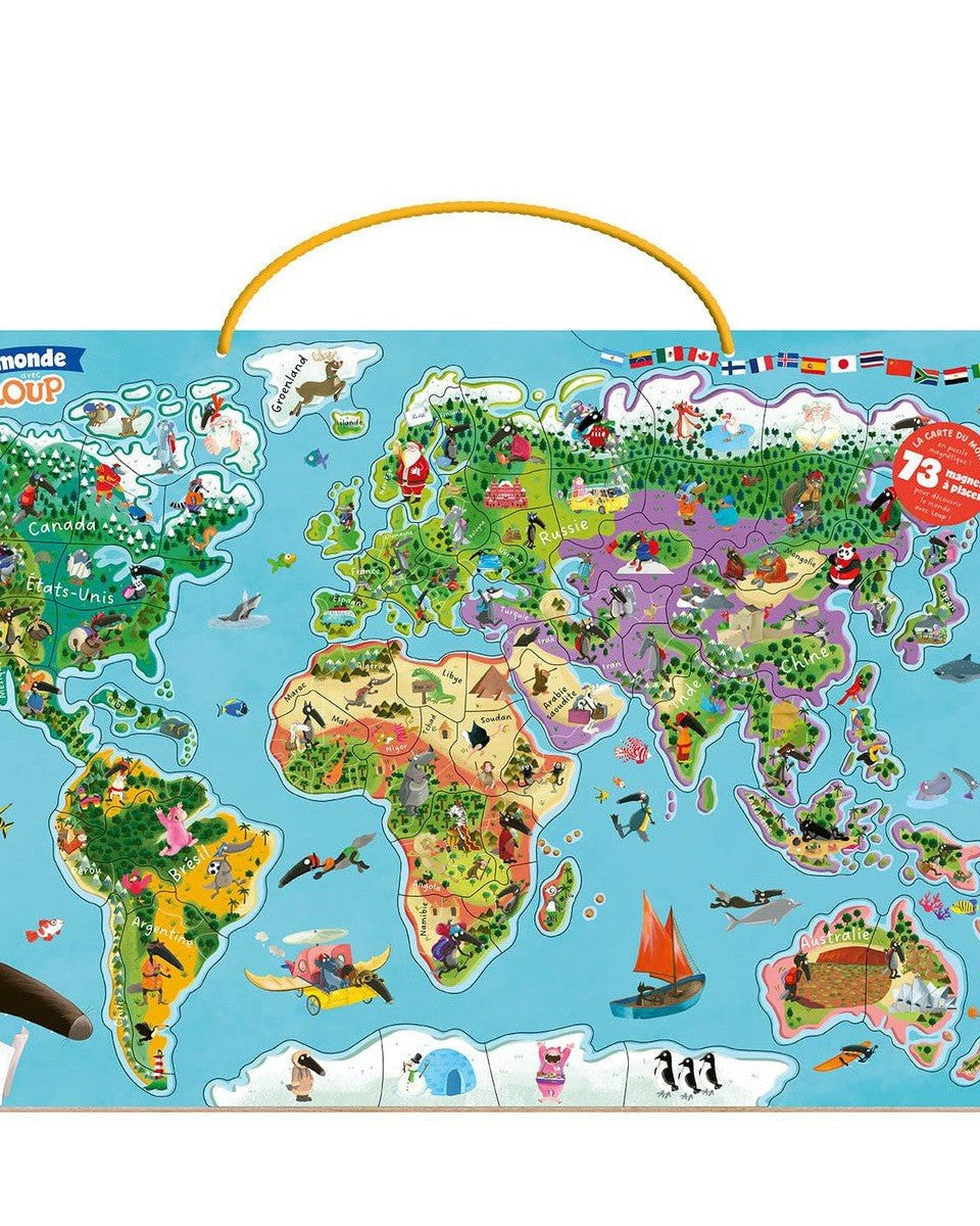 Puzzle magnétique Carte du monde avec Loup - Casse - têtes - Boutique LeoLudo - Auzou