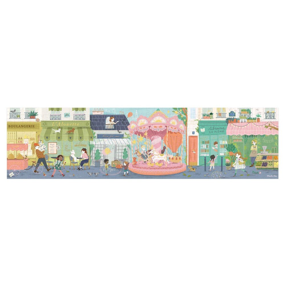 Puzzle panoramique 10 Rue des Lilas Paris (350 pcs) - Casse - têtes - Boutique LeoLudo - Moulin Roty