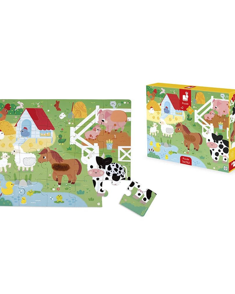 Puzzle tactile - Animaux de la ferme (20 pcs) - Casse - têtes - Boutique LeoLudo - Janod