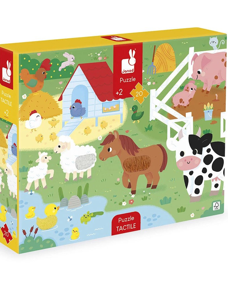 Puzzle tactile - Animaux de la ferme (20 pcs) - Casse - têtes - Boutique LeoLudo - Janod