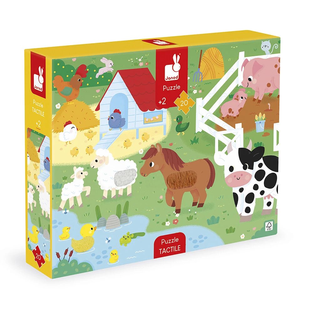 Puzzle tactile - Animaux de la ferme (20 pcs) - Casse - têtes - Boutique LeoLudo - Janod