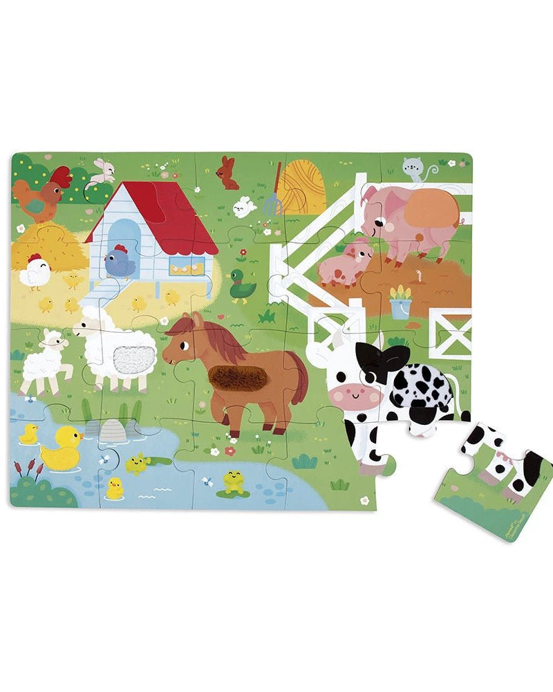 Puzzle tactile - Animaux de la ferme (20 pcs) - Casse - têtes - Boutique LeoLudo - Janod